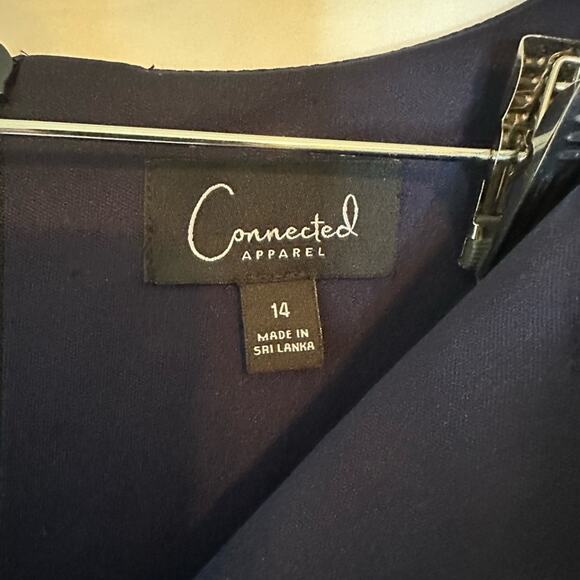 Connected Apparel Navy Embroidered Sheath Dress – Women’s 14 Illusion Panel - Picture 4 of 4